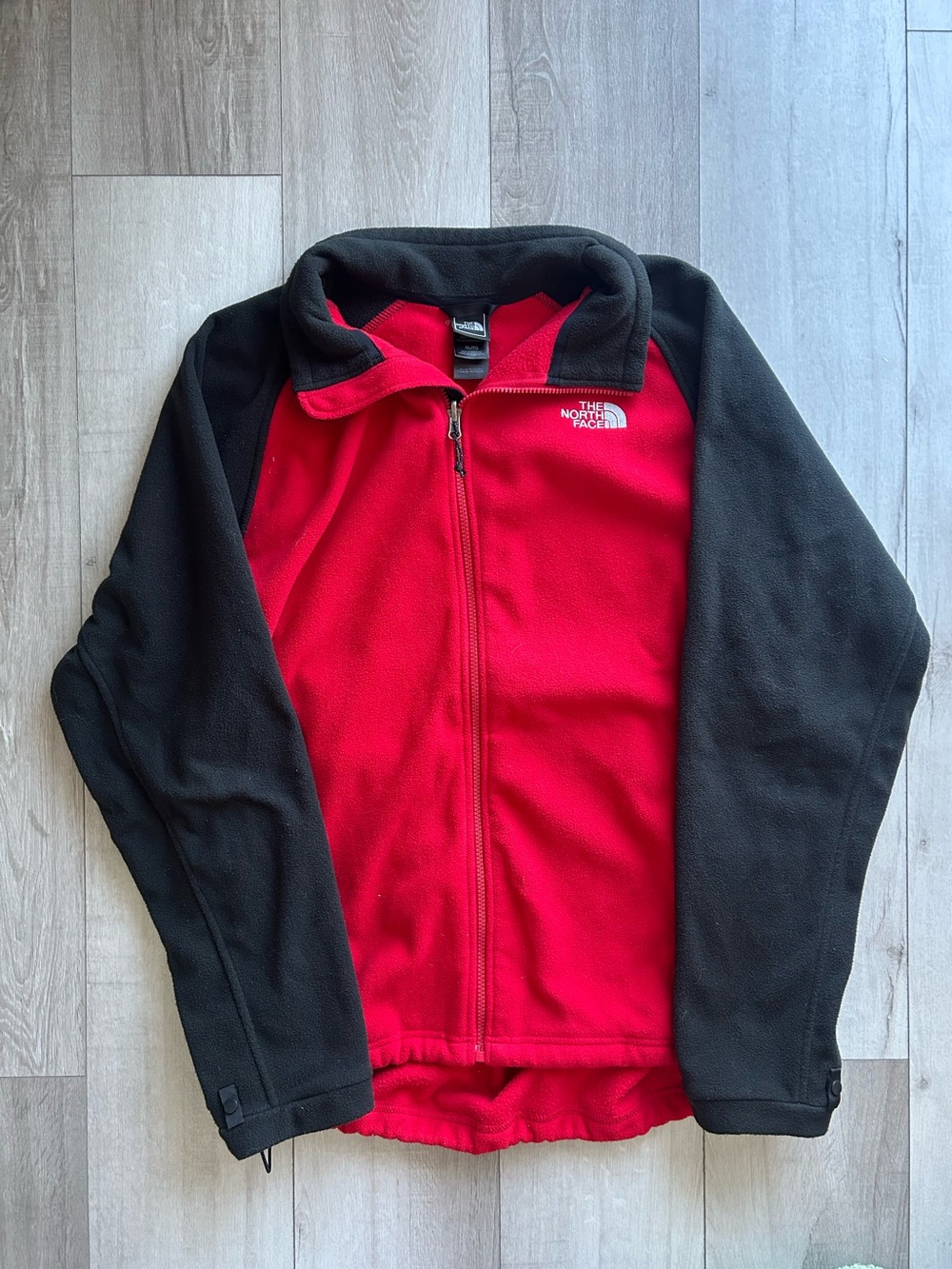 The North Face Red & Black Full-Zip Fleece Jacket XL